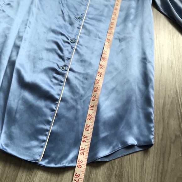 SILK STUDIO PJ DRESS 100% SILK NLUE BUTTON LONG SLEEVES P - Picture 4 of 7